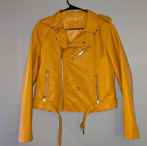 Jackets & Coats Mustard Yellow Faux Leather Jacket Poshmark